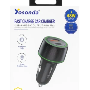 Chargeur de Voiture Rapide Yosonda Y-C04 – 48W