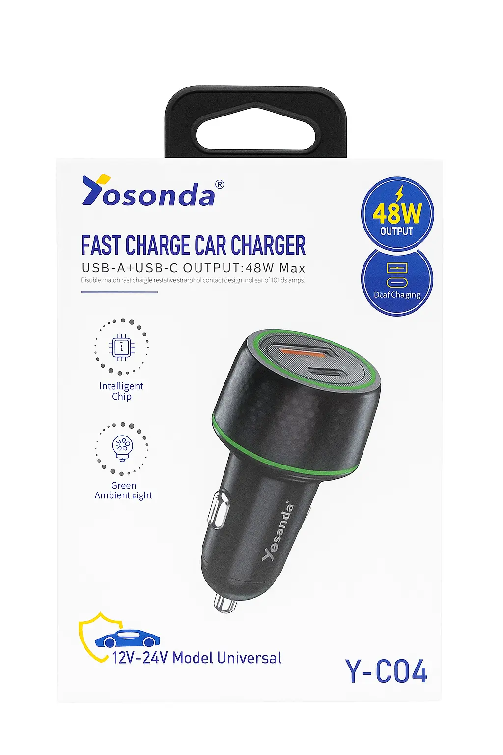 Chargeur de Voiture Rapide Yosonda Y-C04 – 48W