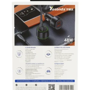 Chargeur de Voiture Rapide Yosonda Y-C04 – 48W
